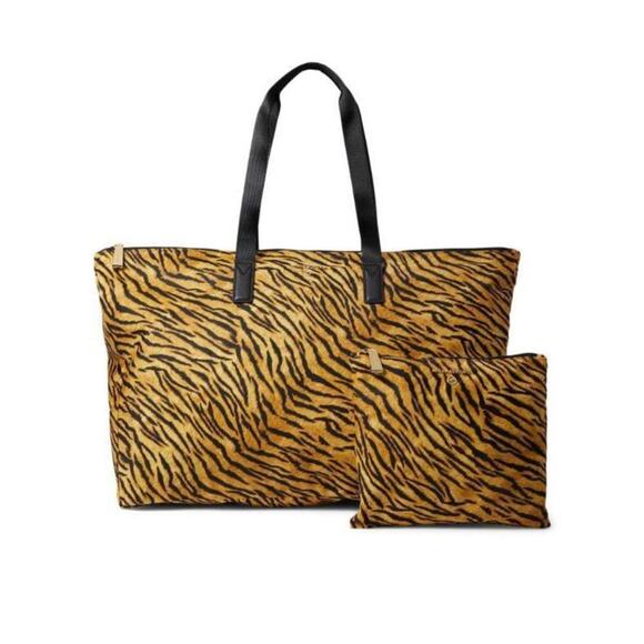 Michael Kors Packable Tote Weekender Jet Set Travel Marigold Animal Print  - Picture 1 of 2